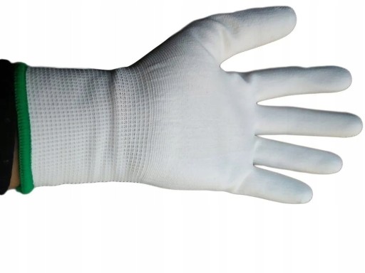 12 PÁR pracovných rukavíc potiahnutých bielym polyuretánom, veľkosť 10-XL
