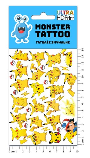 UMÝVAJÚCE DOČASNÉ TETOVANIE PRE DETI DETSKÉ PIKACHU ORIGINÁLNE DIZAJNY