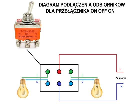 6 PIN ON OFF ON Prepínač do 250V 15A