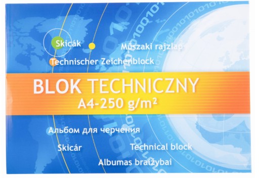 Technický blok A4 biely 250g HRUBÉ listy Kreska