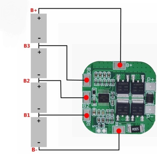 BMS balancer 4S 20A - 14,4 V Li-Ion 18650 nabíjačka článkov s ochr.