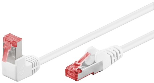 Patchcord S/FTP Kat. 6 Rovné / Uhlové 90° Biele 3m