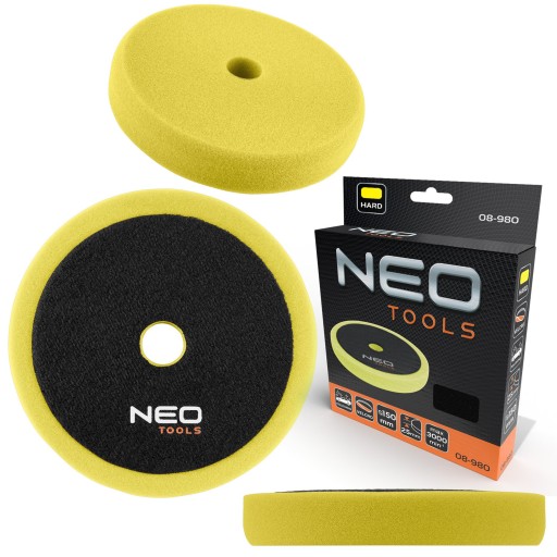 NEO TOOLS LEŠTIACA PODLOŽKA 150 X 150 MM X 25 MM TVRDÁ HUBKA ŽLTÁ 08-980