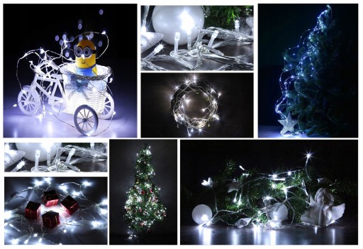 DRÔTOVÉ LAMPY 30 LED BATÉRIÍ BIELE SVETLO 3m