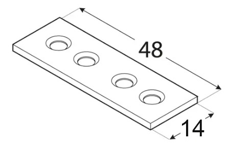 LW50 Stolárska spojka plochá rovná úzka nábytková plochá lišta 48x14x1,5mm