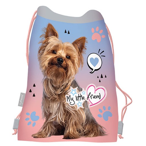 Batoh, školská taška na topánky, PE, outfit pre dievčatá DOG Grey York