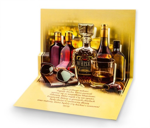 Narodeninová karta pre muža, chlapa, priestorový darček whisky M754