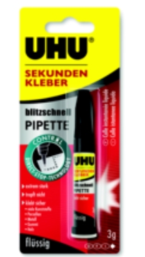 UHU, sekundové lepidlo s pipetou, 3g