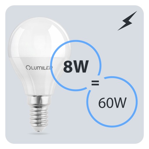 LED žiarovka E14 Ball P40 8W = 60W 806lm 3000K Teplá CCD 180° LUMILED