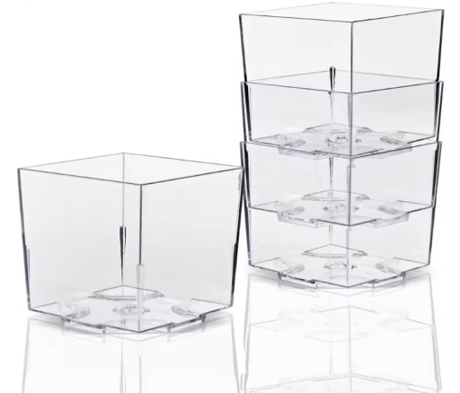 Štvorcová nádoba na šálky na dezerty, chuťovky, 65 ml, 20 ks