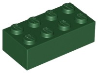 LEGO 3001 BRICK 2x4 tmavozelená (20g) 9 ks.