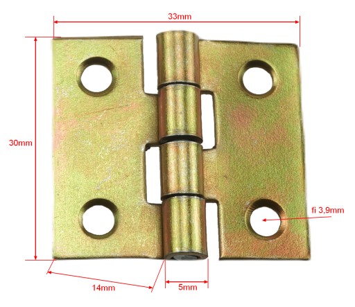 Splietaný nábytkový pánt 3cm 30x33mm, sada 4ks