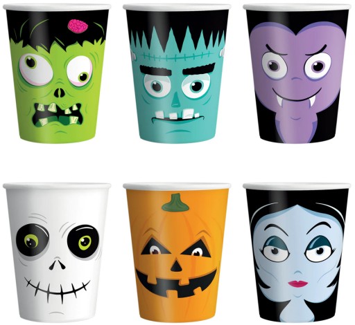 Halloweenske papierové poháre Monsters 6 ks.