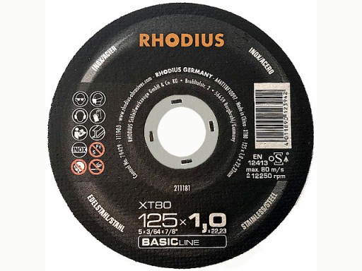 Štítové rezné kotúče na kov 125x1,0 RHODIUS BASIC XT85