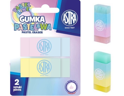 ASTRA dvojfarebná pastelová guma, 2 ks na blistri