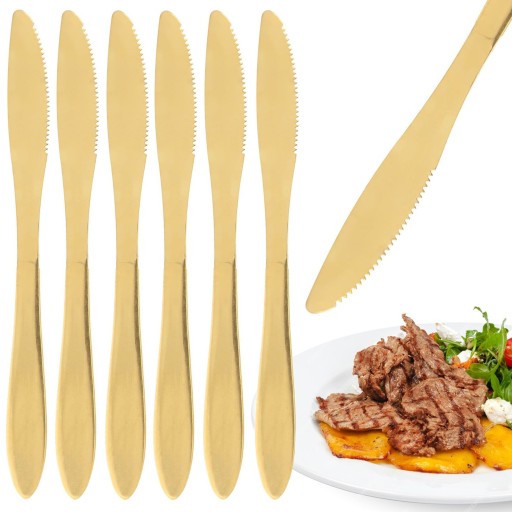 ZLATÉ STOLOVÉ NOŽE VEČEROVÝ PRÍBORY ELEGANTNÁ SÚPRAVA STOLNÝCH NOŽOV 6 ks.