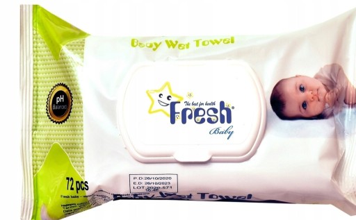 Fresh Baby Vlhčené obrúsky s klipom, 72 kusov vlhčených obrúskov