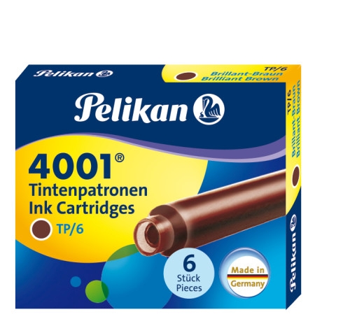 PELIKAN NÁPLŇKY S KRÁTKYMI PERÁMI 6 KS, HNEDÉ