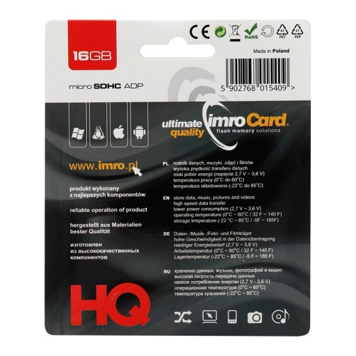 Pamäťová karta Imro 16GB microSDHC class 6 + adaptér