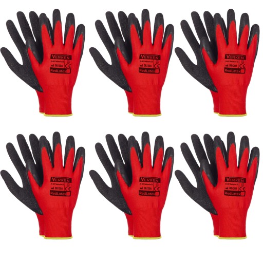 6 X PRACOVNÉ RUKAVICE REDLATEX VERKEN RUKAVICE STRONG OHS HRUBÉ veľ. 11