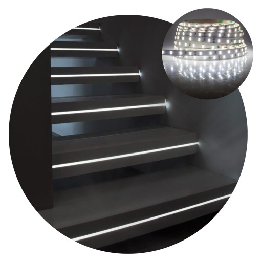 LED pásik na schody/stupačky, studená biela, 12V