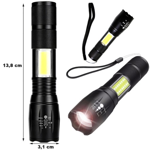 VÝKONNÁ LED COB ZOOM USB TAKTICKÁ BATERKA