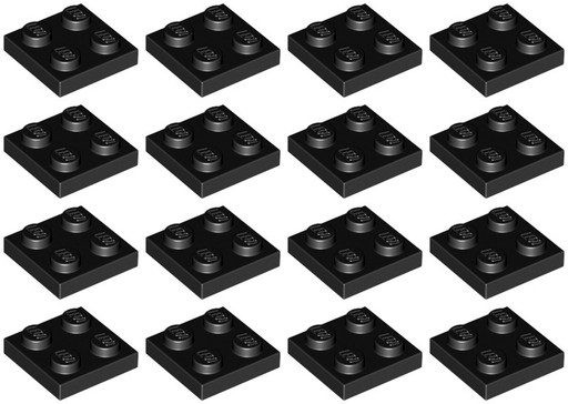 LEGO 3022 TANIER 2x2 čierny NOVINKA (10g) == 16 ks.