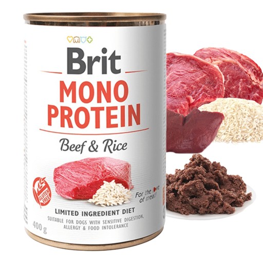BRIT MONO Mokré krmivo pre psov Beef Rice 400g