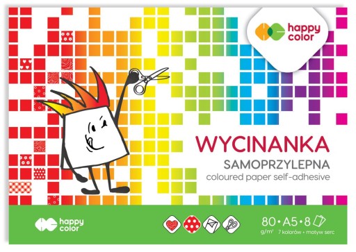 Samolepiaci vystrihovací blok A5 8 listov Happy Color zošit farebných papierov