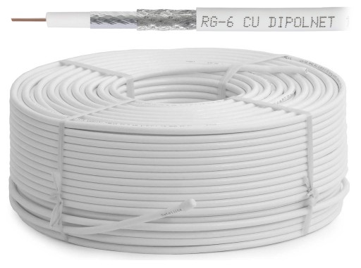 RG-6 Cu medený koaxiálny anténny kábel / SAT kábel 1m Dipolnet