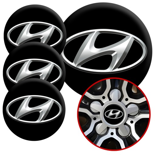 4 Emblémy Stredy ráfikov Kryty kolies Kolesá HYUNDAI SET TOP 53 mm