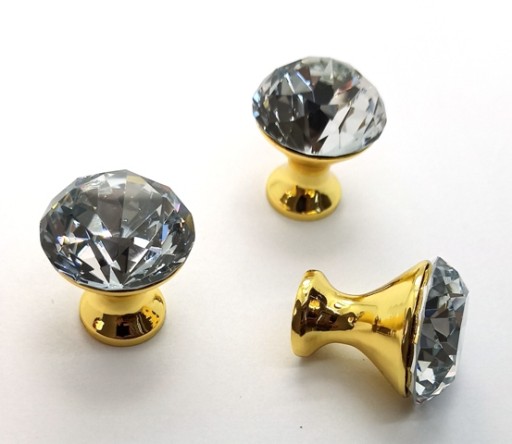 KĽÚČKA NA NÁBYTOK ZLATÁ KĽUČKA CRYSTAL FI30 KRÁSNY DIAMANT