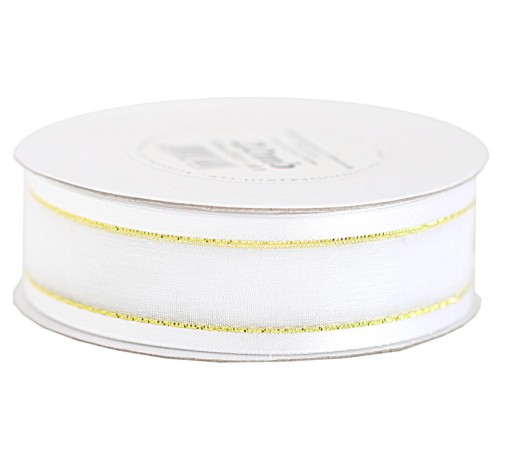 Šifónová stuha so SILVER/GOLD lemom 25mmx22mb