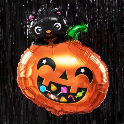 FÓLIOVÝ BALÓN PRE HALLOWEEN FUNNY TEKVICOVÁ MAČKA MAČIATKA 65x51 cm FÓLIOVÉ BALÓNY