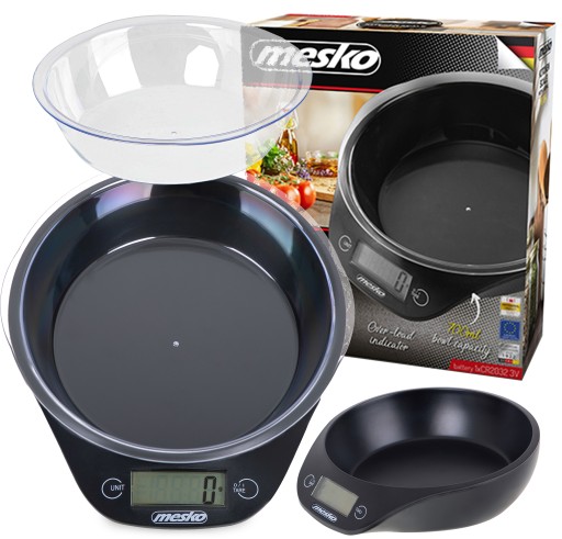 Elektronická kuchynská váha s miskou, čierna, 5kg, digitálna, presná