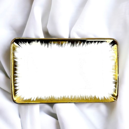 Obdĺžnikový porcelánový tanier Gold Dream 20,5x12cm
