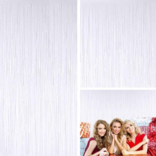 BIELY METALIZOVANÝ ZÁCLONU -- 100 cm x 200 cm