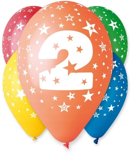 5 ks balónov ČÍSLO 2, druhé výročie NARODENÍN