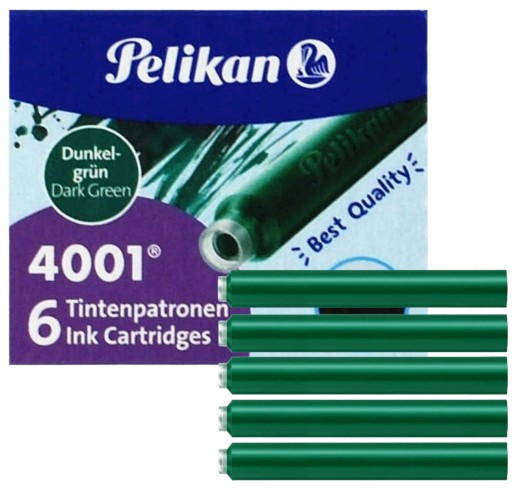 Náplne do pera Pelikan, zelené, 6 ks