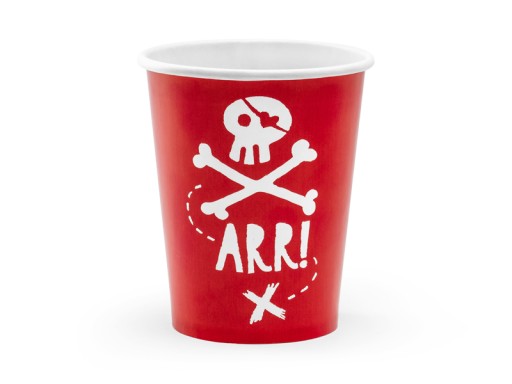 Narodeninové poháre Red Pirates Skull, 6 ks