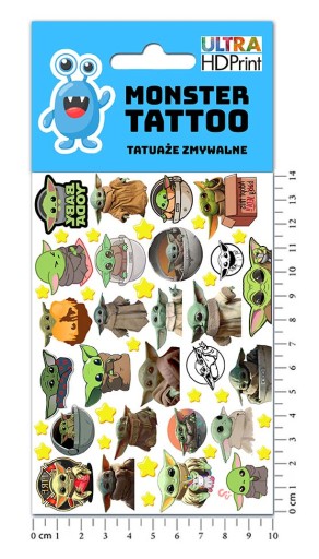 UMÝVAJÚCE DOČASNÉ TETOVANIE PRE DETI BABY YODA GROGU ORIGINÁLNE DIZAJNY