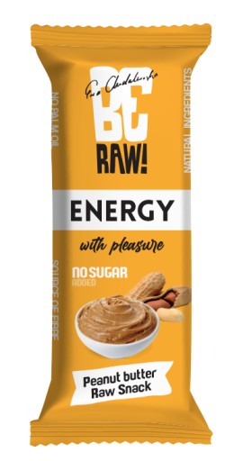 BeRAW! ENERGY Energetická tyčinka bez cukru, arašidové maslo, 40 g