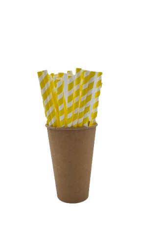 Papierové slamky, žlté pruhy, 8x210mm, 250 ks