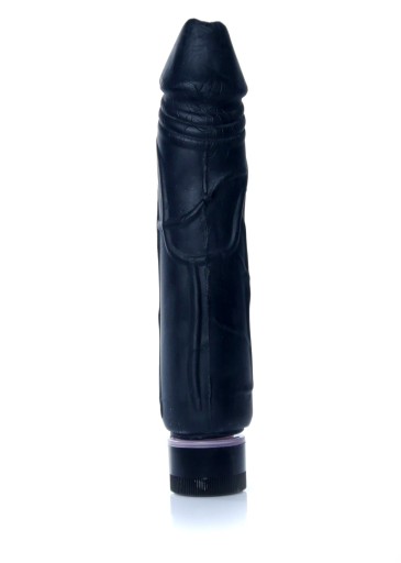 ČIERNY CYBER KOŽENÝ VIBRÁTOR, PRÍRODNÝ PENIS