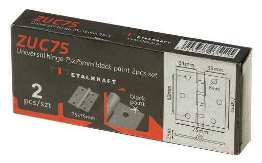 PÁNT UNIVERZÁLNY 75x75 mm ČIERNA 2 kusy