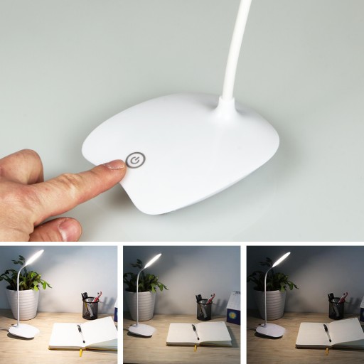 Stolná LED lampa do školy, dotyková USB, pre deti, biela