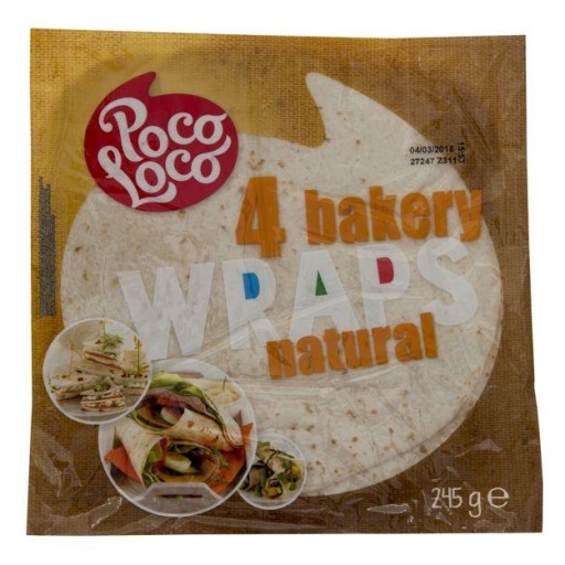 Wraps Natural 25cm, 4ks, 245g/18 Poco Loco str