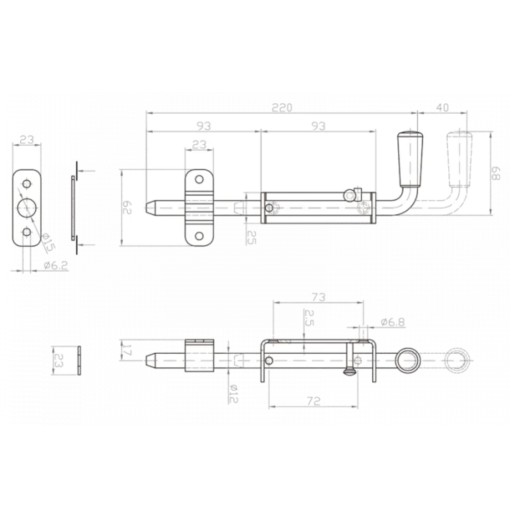SLOR 220 MM 22 CM ZÁPADKA ZÁPADKA ZÁPADKA ZARÁŽKA DVERÍ BRÁNA GALV.