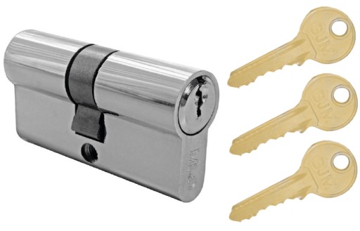 VLOŽKA 30/30 NIKEL + 3 MOSADZNÉ KĽÚČE 30 / 30 mm VLOŽKA DO ZÁMKU DVERÍ