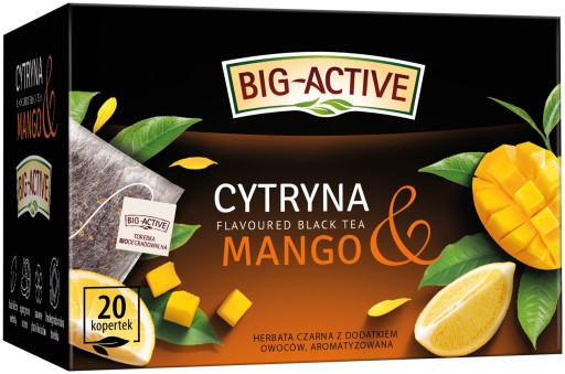 BIG ACTIVE Čierny citrónový čaj s mangom 20 obálok